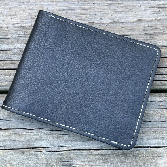Handmade Leather Wallet BlueBlack Men Card Holder Bifold Purse Multi CardHolder - Picture 3 of 16